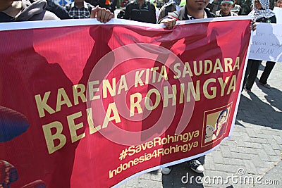 Rohingya myanmar demonstration in indonesia Editorial Stock Photo