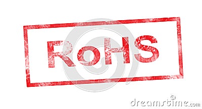 RoHS in red rectangular stamp Stock Photo