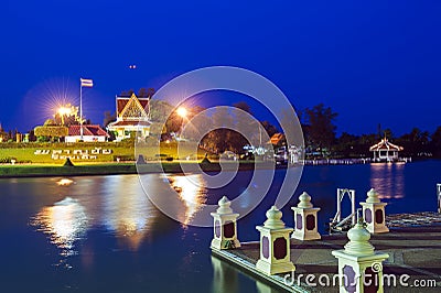 Roi Et City Pillar Shrine located on a small island in Bung Phalanchai Lake, Roi Et Province, northeastern Thailand Stock Photo