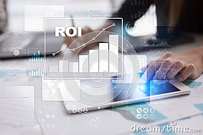 ROI graph, Return on investment, Stock Market and Trading Business and Internet Concept. Stock Photo