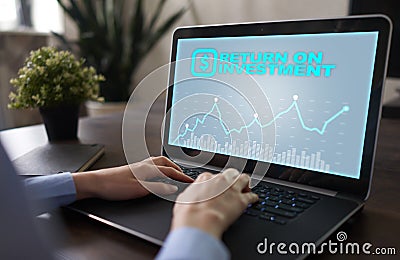 ROI graph, Return on investment, Stock Market and Trading Business and Internet Concept. Stock Photo