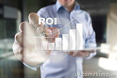 ROI graph, Return on investment, Stock Market and Trading Business and Internet Concept. Stock Photo