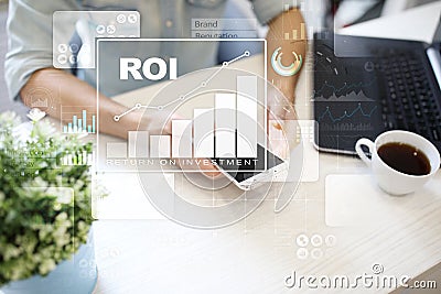 ROI graph, Return on investment, Stock Market and Trading Business and Internet Concept. Stock Photo