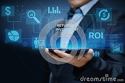 ROI Return on Investment Finance Profit Success Internet Business Technology Concept Stock Photo