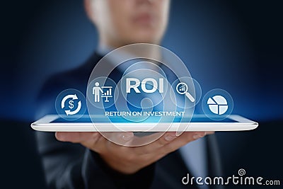 ROI Return on Investment Finance Profit Success Internet Business Technology Concept Stock Photo