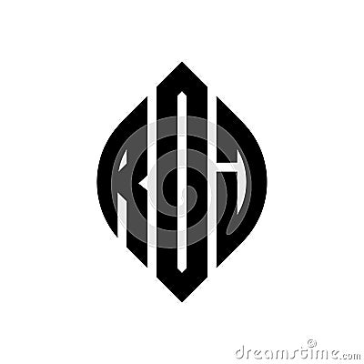 ROJ circle letter logo design with circle and ellipse shape. ROJ ellipse letters with typographic style. The three initials form a Vector Illustration
