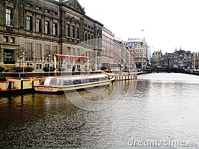 Rokin Canal in Amsterdam, Holland, the Netherlands Editorial Stock Photo