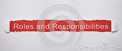 Roles and Responsibilities on torn paper Stock Photo