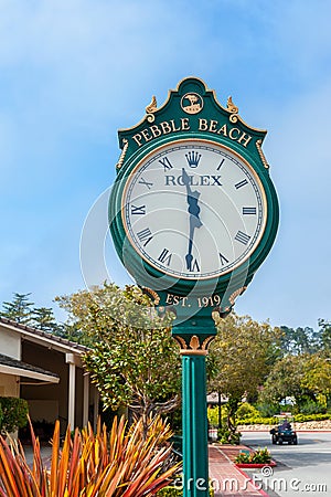 Rolex Clock in Pebble Beach California Editorial Stock Photo