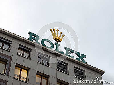 Rolex Logo on a Building in Frankfurt am Main Editorial Stock Photo