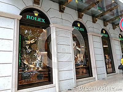 Rolex store front in Lisbon Editorial Stock Photo