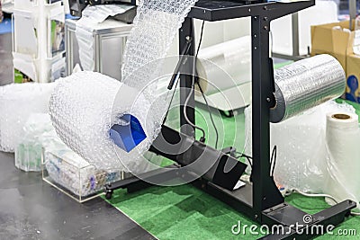 Roll air bubble plastic packaging shockproof for wrapping product or prevent goods or anti shock in manufacturing packing process Stock Photo