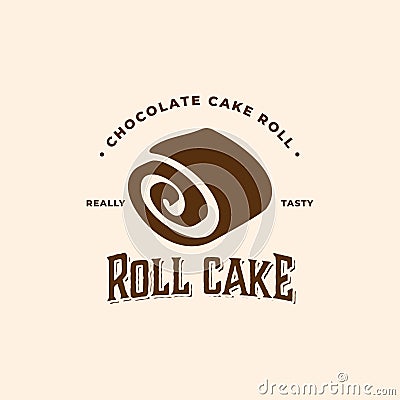 Roll cake vintage logo design Vector Illustration