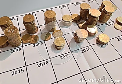 Roll of coins Stock Photo