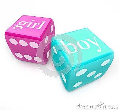 Roll the Dice - Deliver Boy or Girl Baby in Pregnancy Stock Photo