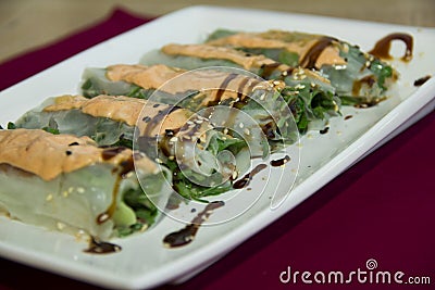Roll with eel fish Stock Photo