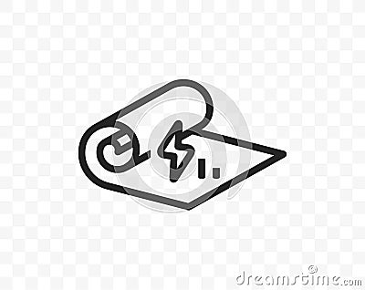 Roll fabric linear vector icon. Fabric property: static electricity on fabric surface and fabric electrification graphic design Vector Illustration