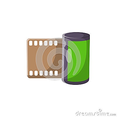 Roll Film Flat Illustration. Clean Icon Design Element on Isolated White Background Vector Illustration