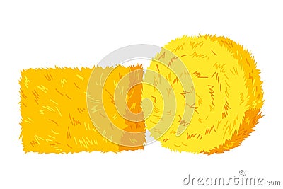 Roll of hay. Round hay bales. Dried haystack isolated on white background. Farming haymow bale hayloft vector Vector Illustration