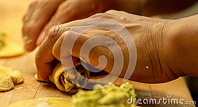 Roll Me a Taquito Close up Stock Photo