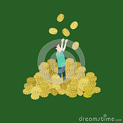 Roll in money flat 3d web isometric infographic concept Vector Illustration