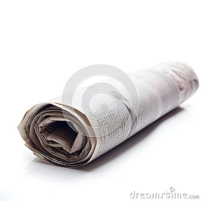 Roll of newspapers Back to Basics: Daily Recap of the Stock Market in White Background Photos AI Generated Stock Photo