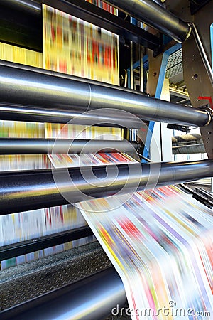 Roll offset print machine in a large print shop for production o Stock Photo