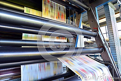 Roll offset print machine in a large print shop for production o Stock Photo