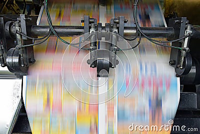 roll offset print machine in a large print shop for production of newspapers & magazines Stock Photo