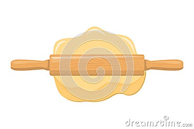 Roll out dough with rolling pin. Vector Illustration