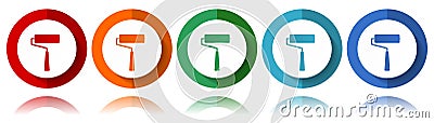 Roll painter, roller vector icons, flat icon set for logo design, webdesign and mobile applications, colorful web button Vector Illustration