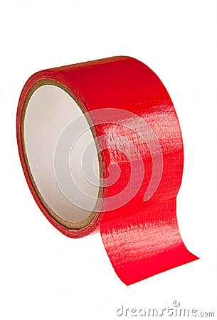 Roll of red duct tape Stock Photo