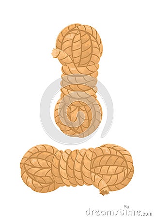 Roll of ship rope cartoon vector illustration on white background Vector Illustration