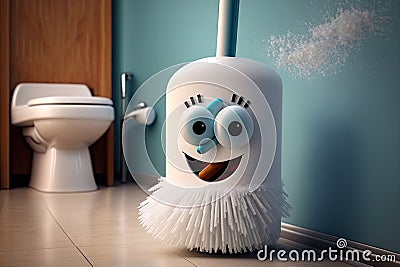 roll of toilet brush with funny character label of snowman or winking face Stock Photo