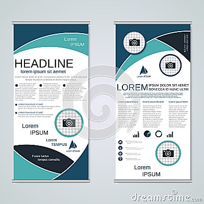 Modern roll-up business banners vector template Vector Illustration