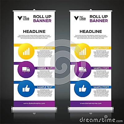 Roll up banner design template Vector Illustration