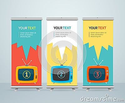 Roll Up Banner Stand Design. Vector Vector Illustration