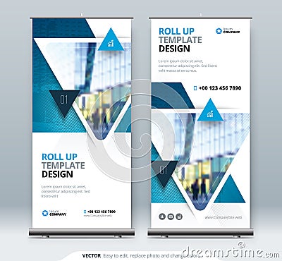 Roll Up Banner stand. Presentation concept. Vector Illustration