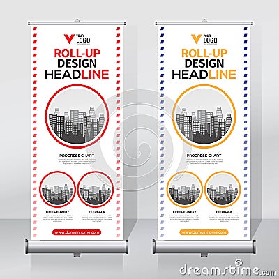 Roll up banner design template Vector Illustration