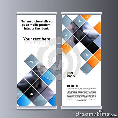 Roll up business banner design vertical template vector. Vector Illustration