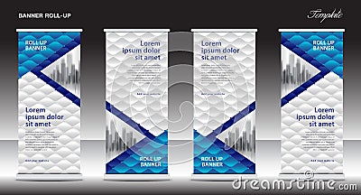 Roll up stand design, Modern Exhibition, Banner template, x-banner, pull up, Advertising Trend, events, display, j-flag, business Vector Illustration