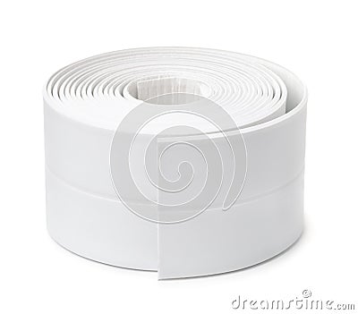 Roll of white adhesive flexible caulk strip Stock Photo