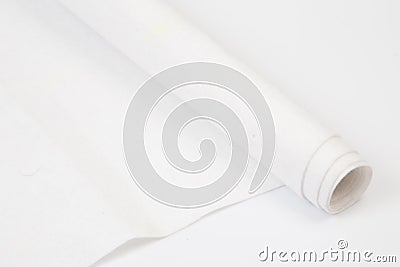 Roll of white Thick fabric on the white background Stock Photo