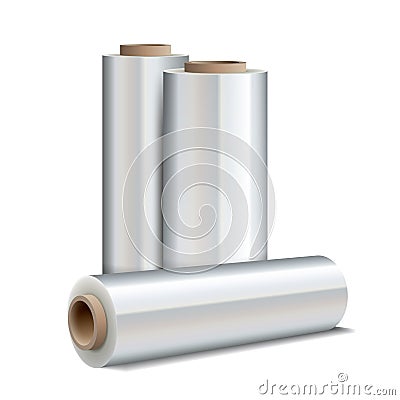 Roll of wrapping plastic stretch film Vector Illustration