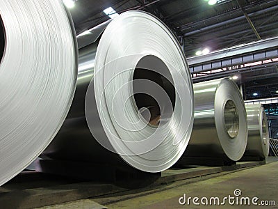 aluminum coils, Rolled aluminium coil Stock Photo