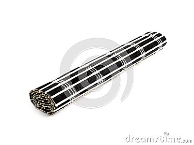 Rolled black bamboo mat Stock Photo