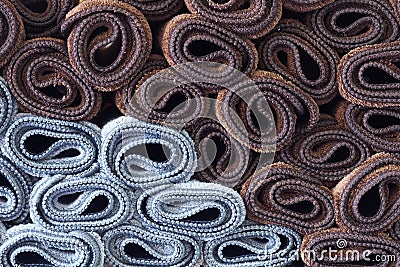 Rolled carpets Stock Photo