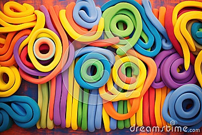 rolled coils of multicolored plasticine together Stock Photo