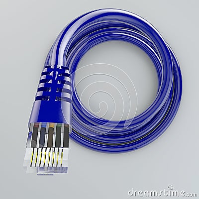 Rolled ethernet cable, internet connection, bandwidth, broadband Stock Photo