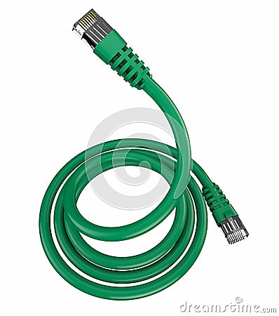 Rolled ethernet cable, internet connection, bandwidth, broadband Stock Photo